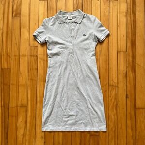 Lacoste Womens Light Blue Grey Cotton Pique Short Slv Polo Dress Size 32 / US XS